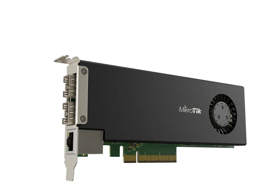 MikroTik CCR2004-1G-2XS-PCIe — Photo of the listed model; revision and supplied configuration may differ.