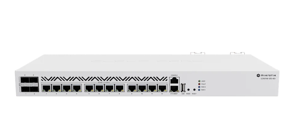 MikroTik CCR2116-12G-4S+ — Photo of the listed model; revision and supplied configuration may differ.