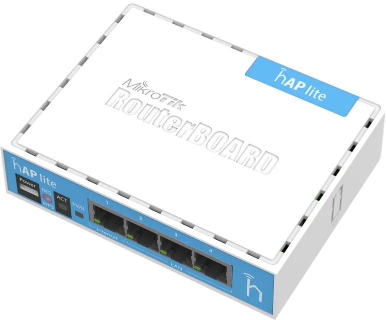 MikroTik hAP lite · RB941-2nD — Photo of the listed model; revision and supplied configuration may differ.